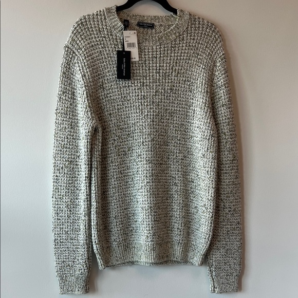 Saks Fifth Avenue Cream/Green Crewneck Sweater - Picture 1 of 7